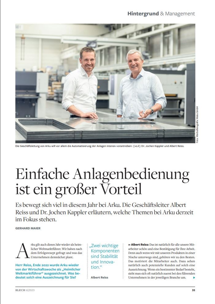 Pressespiegel-ble06_035-039_Interview-Herr-Reiss-Herr-Dr-Kappler_Vorankuendigung-Blechexpo-Okt23
